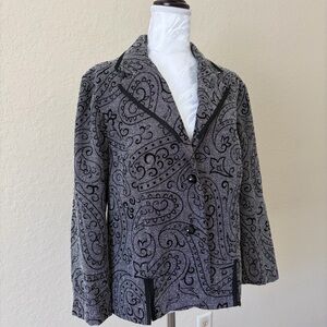 Office‎ Chic Koret Petites Black Gray Paisley Textured Jacket